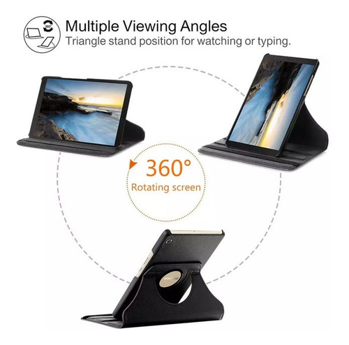 Imagen 3 de 9 de Funda Para Tablet Samsung T290 8 Negra Protege Completa 360