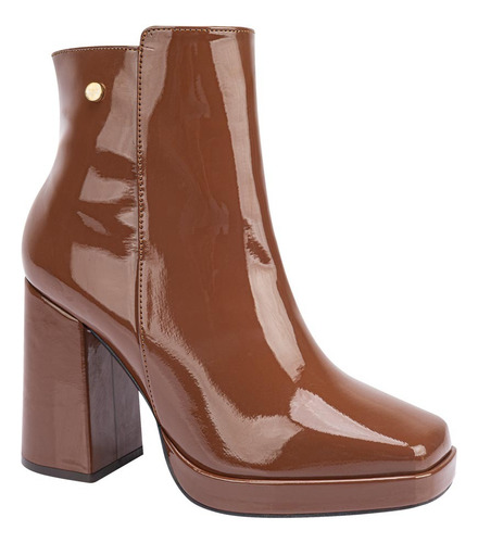 Botas Charol Retro Mujer Cafés, Clásicas Elegantes Y Comodas