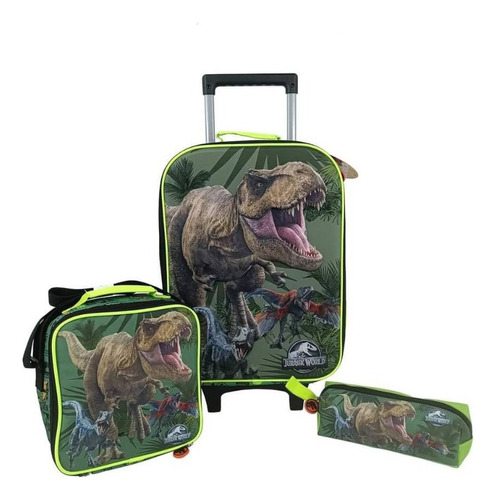 Mochila Set Maleta X 3 3d Jurassic World Oficio Para Niños