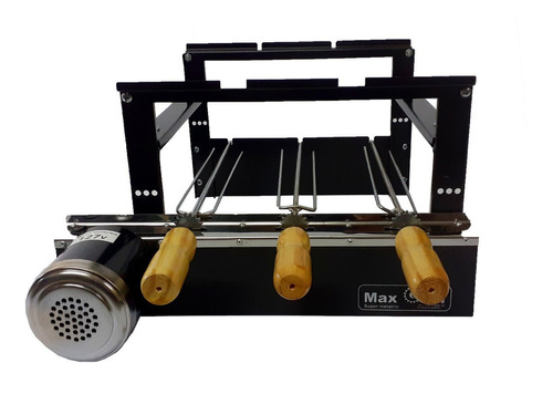 Max Grill 3 Espetos Giratória Preto Churrasqueira Pratica 127V