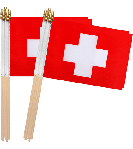 Tsmd Bandera De Suiza En Palo, Minibanderas De Mano Pequeñas