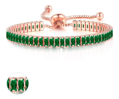 Pulsera Brazalete Mujer Cristal Suizo Oro Rosa De 18k.