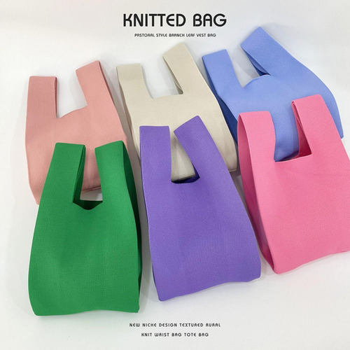 Bolso De Pulsera Knot, Bolsas De Compras De Color Liso De Gr