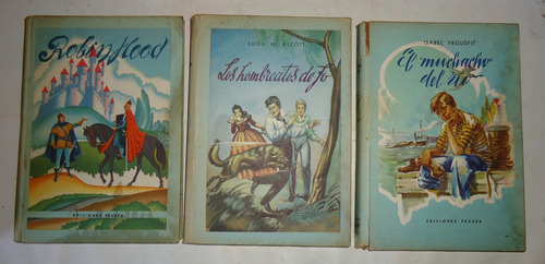 Lote 3 Libros Novelas Ilustrados Ed. Peuser Antiguos 1952