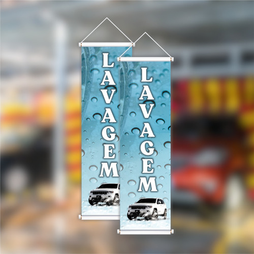 Kit 2 Banners Faixa Placa Lavagem Lava Jato Carros Posto
