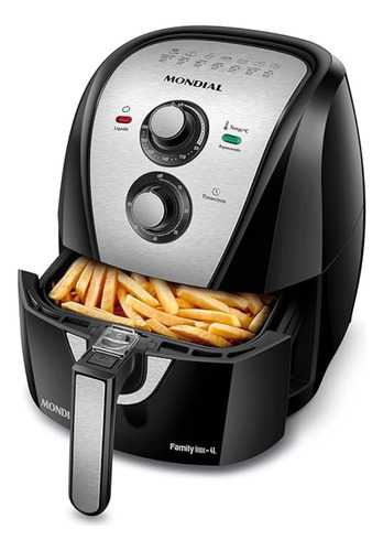 Fritadeira Sem Óleo Air Fryer 4l, Mondial, Preto/inox, 220v