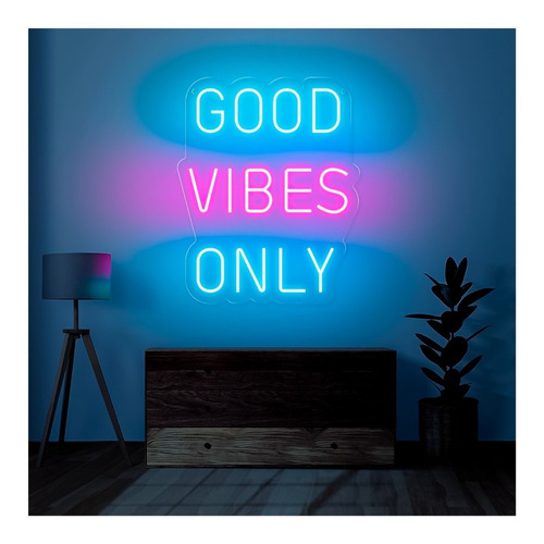 Painel Neon Led Good Vibes Only Letreiro Luminado