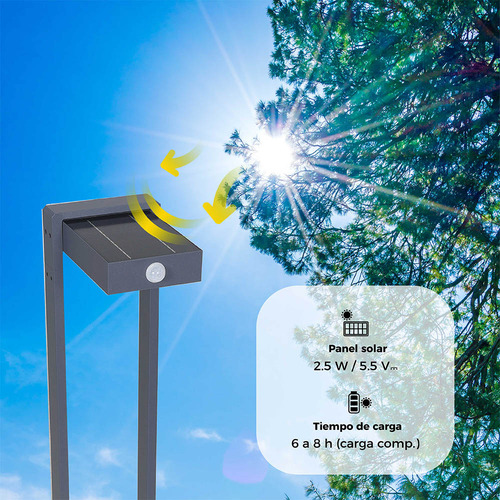 Luminaria Led Solar Con Sensor De Movimiento Para Exterior Luz Cálida 2700 K IP65 Viti Illux PS-1807.G27