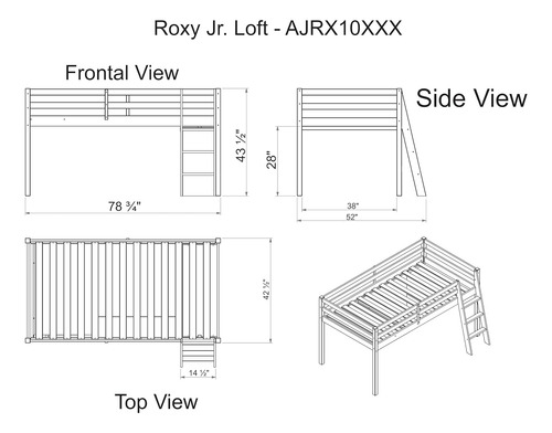 Roxy - Cama Tipo Loft Junior De Madera, Color Blanco