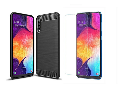 Funda Carbono + Vidrio P/ Samsung Galaxy A50 / A50s / A30s