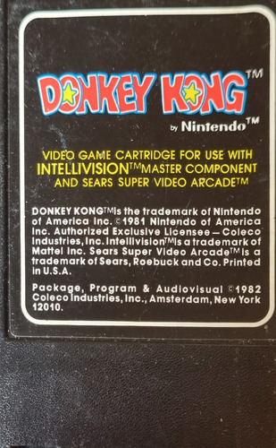 Donkey Kong By Nintendo Coleco Intellivision (t 9)