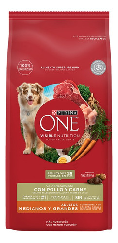 Alimento Perro Purina One Adulto Med/gra Pollo Y Carne 6kg