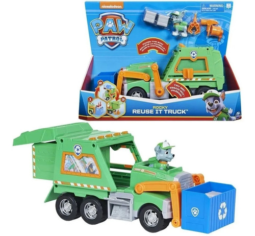 Paw Patrol Vehiculo Camion Reciclable Figura Rocky