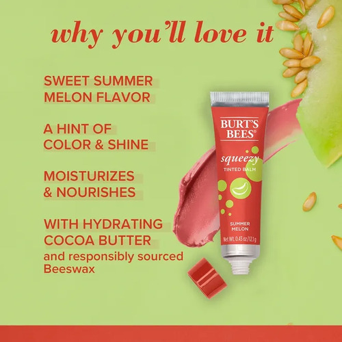 Burts Bees Squeezy Tinted Balm Summer Melon