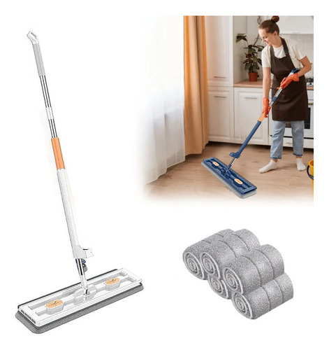 Esfregona Plana Grande Microfibra L 42 Cm Com 4 Almofadas