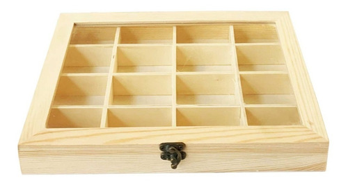 Imagen 3 de 3 de Caja Organizadora De Madera Con 16 Compartimientos