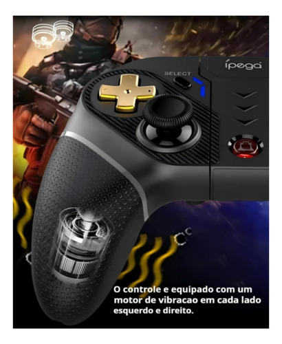 Controle Joystick Gamepad Bluetooth 5.0 Compatível Com Celular Android Ios Ps3 Ps4 N-switch Pc Gamer Tv Box Tablet Modo Turbo 4 Botões Com Luz Led