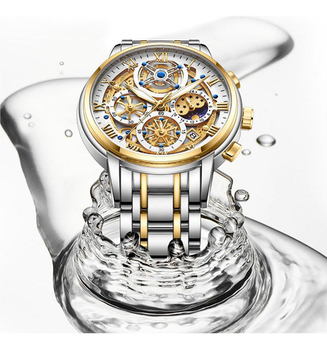 Reloj De Pulsera De Cuarzo Con Fecha De Tres Botones Para Ho