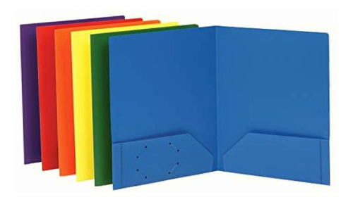 Oxford Folders With Pockets, Durable Plastic, Two Pocket Color Variados