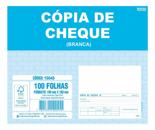 Bloque de copias de cheques S. Domingos 100 Fls, Pt C/ 10