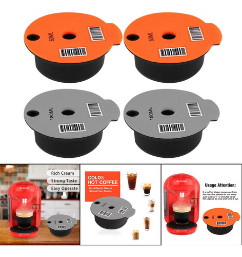 3 Cápsulas De Café Reutilizables De Pp Con Tapa Para Bosch