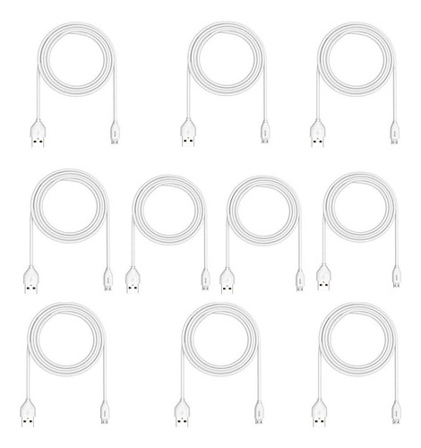 Bulk Cable De Alimentacion Blanco Micro Usb  10 Pack 6 Ft