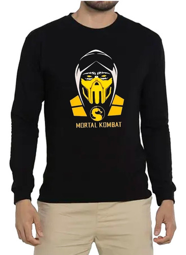 Polera De Algodon Manga Larga Mortal Kombat Scorpion Fataly