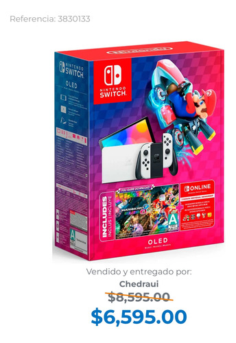 Nintendo Switch Oled Bundle 64gb Blanco + Mario Kart 8 (Usado)