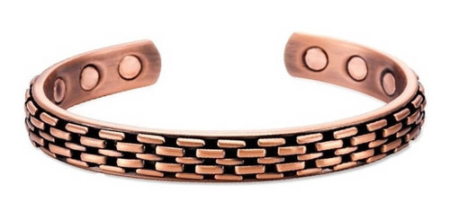 Pulseira Masculina De Aço Cobre Magnética Brooklyn