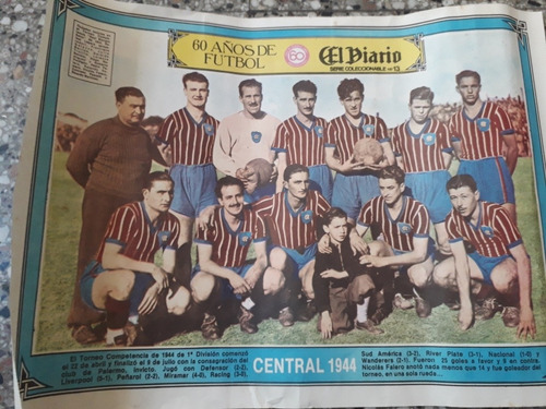 Antiguo Póster Original Fútbol Central Año 1944 Campeón 