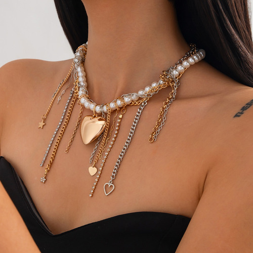 Collar De Cadena Con Borlas Con Colgante Multicapa Para Muje