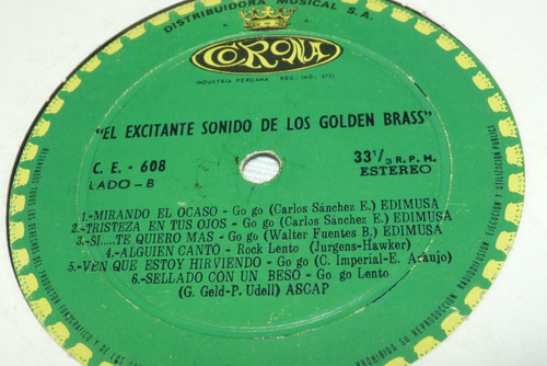 Jch- El Sonido Excitante De Los Golden Brass Go Go Peru Lp