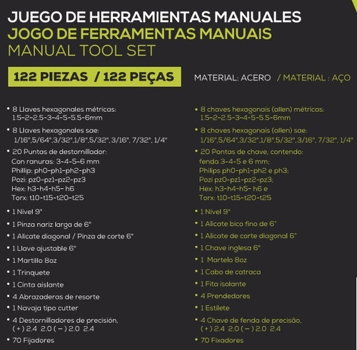 Set De Herramientas Manuales - Klatter - 122 Piezas