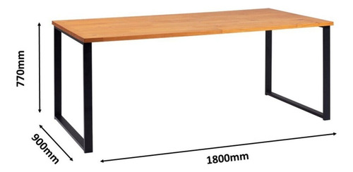 Mesa Jantar Cozinha I07 Madeira Taeda 180x77 cm Mel Aço Preto Dmobiliario