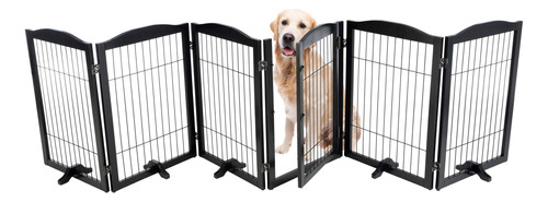 Pet Gate - Valla Plegable Para Perros De 6 Paneles Para Esca