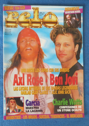 Axl Rose Guns Jon Bon Jovi Revista Pelo No 472 1994 Exc