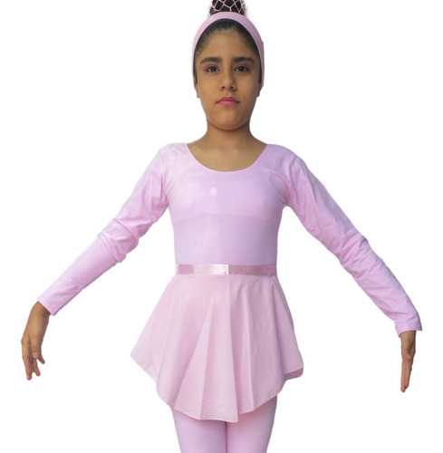 Ballet Conjunto Manga Larga Falda Envolvente - Rosa