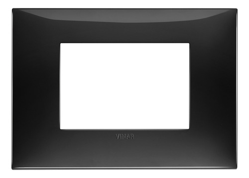 Placa 3 Modulos Centrales Tecnopolimero Negro Glossy Vimar