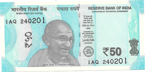 Billete India 50 Rupias Año 2017 Ghandi Sin Circular