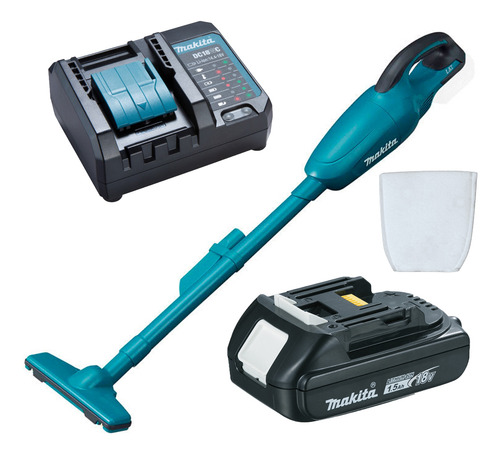 Aspirador Po 18v Dcl180 Makita Bateria 1.5ah + Filtro Extra Cor Azul 127/220V