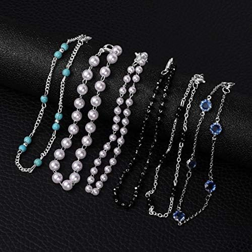 Softones 12 Piezas Boho Plata Oro Pequeñas Cuentas Tobillera