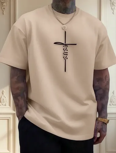 Camiseta Masculina Básica Cruz De Jesus  Algodão Camisa Top - R$ 31,02