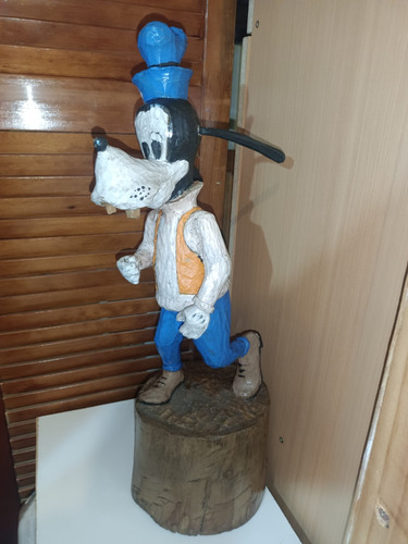 Escultura Madera Tallada Goofy Disney 