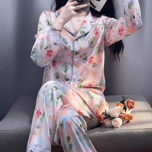 Conjunto De Pijama Floral De Lujo For Mujer, Pantalones De