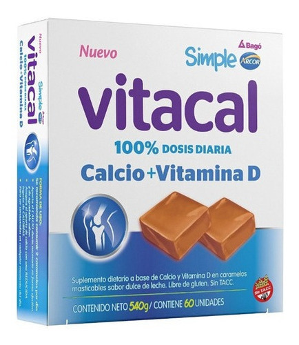 Simple Vitacal: Calcio + Vit D  X 540gr - Arcor Oficial Dulce De Leche