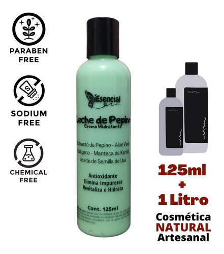 Crema Hidratante Natural Leche De Pepino 125ml + 1litro Tipo de piel Todo tipo de piel