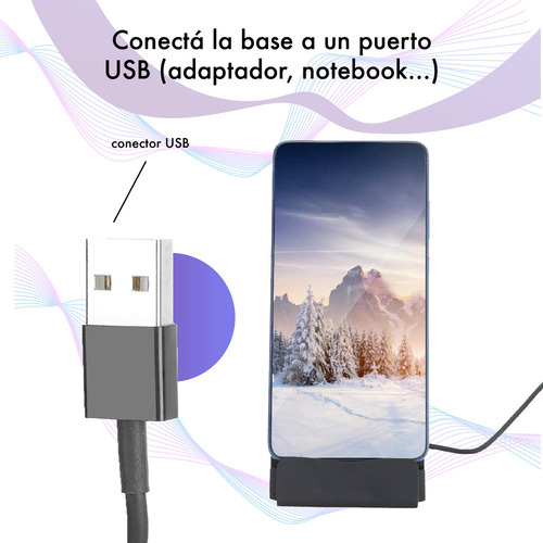 Base Dock De Carga Para Celular Usb Tipo C - Transf Datos