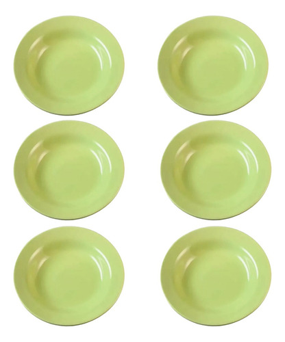 Set 6 Platos Hondos 22cm Pastas Sopa Verdes Donna