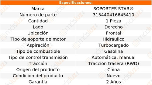 1) Soporte Motor Del Der 535i 3.0l 6 Cil Aut, Std 10/16