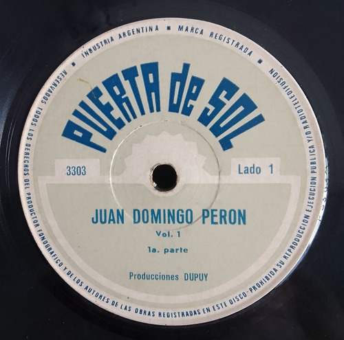 Juan Domingo Peron- Volumen 1-  Vinilo Simple 